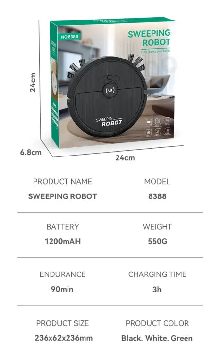 Mini Sweeping Robot 8388 Low Noise Bilateral Brush One key to open Super suction 1200mAh Long endurance Household Mini Sweeping Robot ⚡